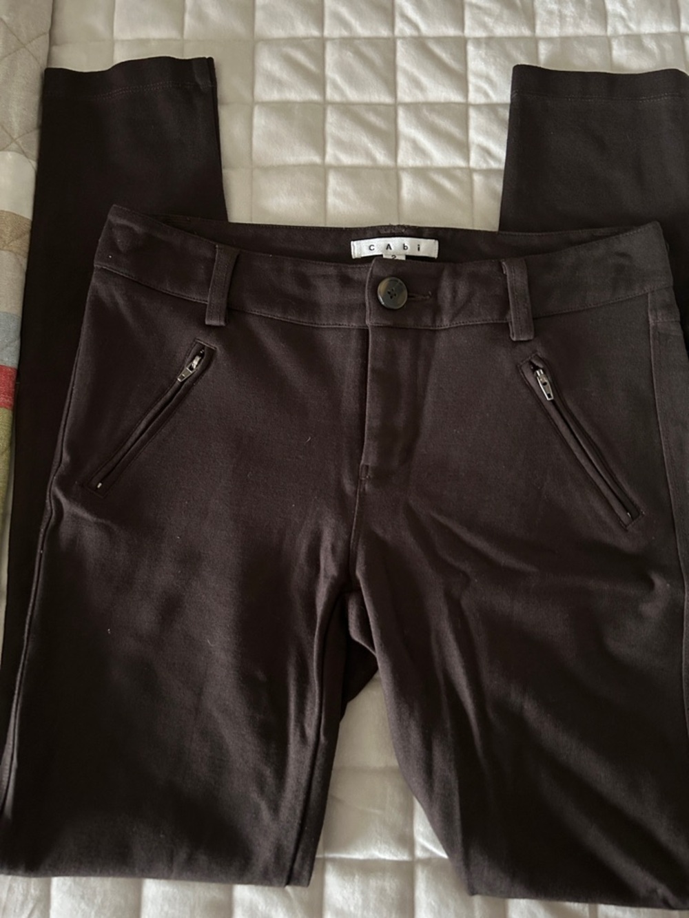 CAbi Black Ponte Zip Pocket Slim Pants